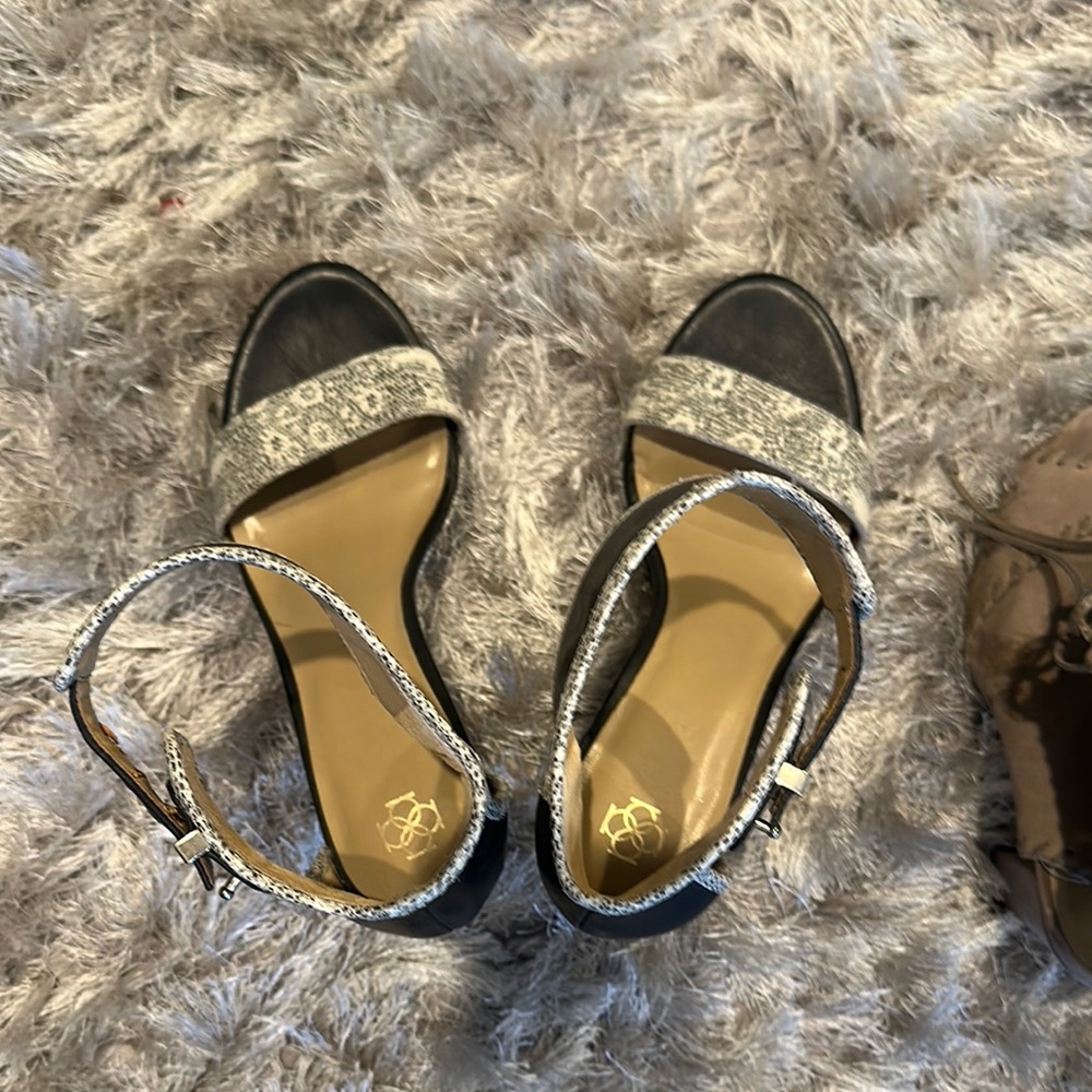 Elegant Black and Snake Print Women's Heel